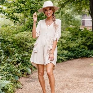 Amaryllis x Dani Austin Natalee babydoll dress size xs tan